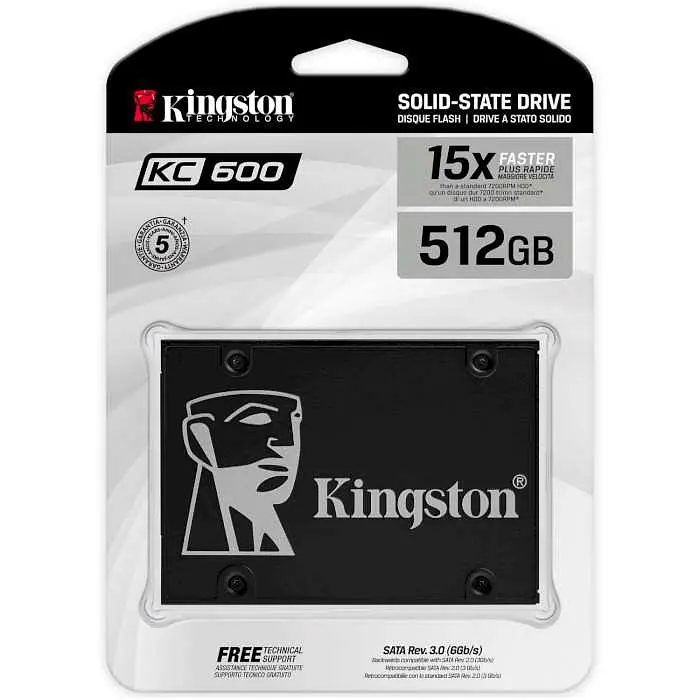 Накопитель SSD Kingston Sata 2.5" 512Gb KC600 3D TLC 500 (SKC600/512G) - фото 3