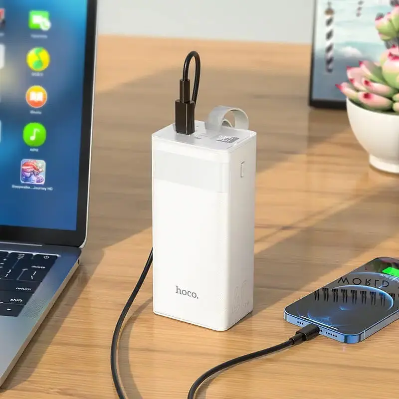 Портативний зарядний пристрій для телефону Power bank HOCO J86 Powermaster з ліхтарем 40000mAh Білий - фото 4
