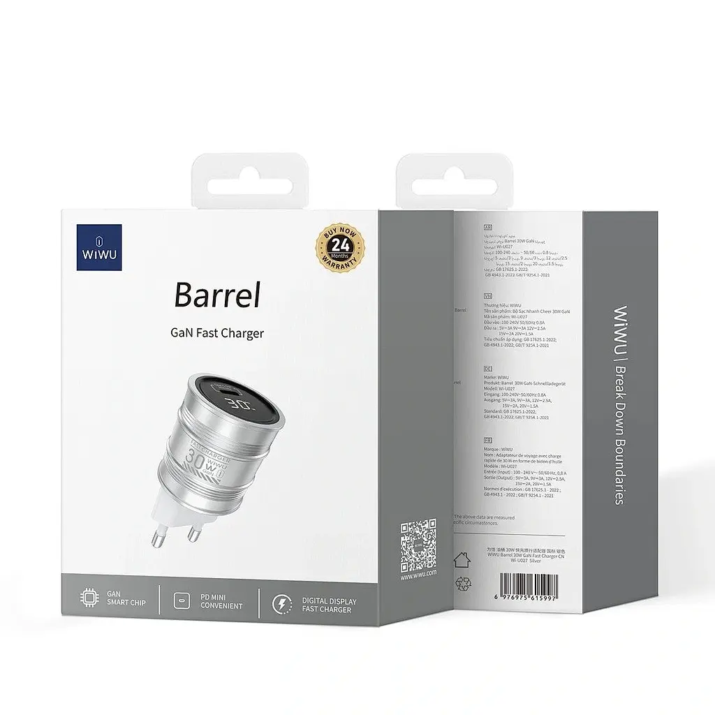 WIWU СЗУ Wi-U027 Cheer 30W GaN Fast Charger Silver - фото 2
