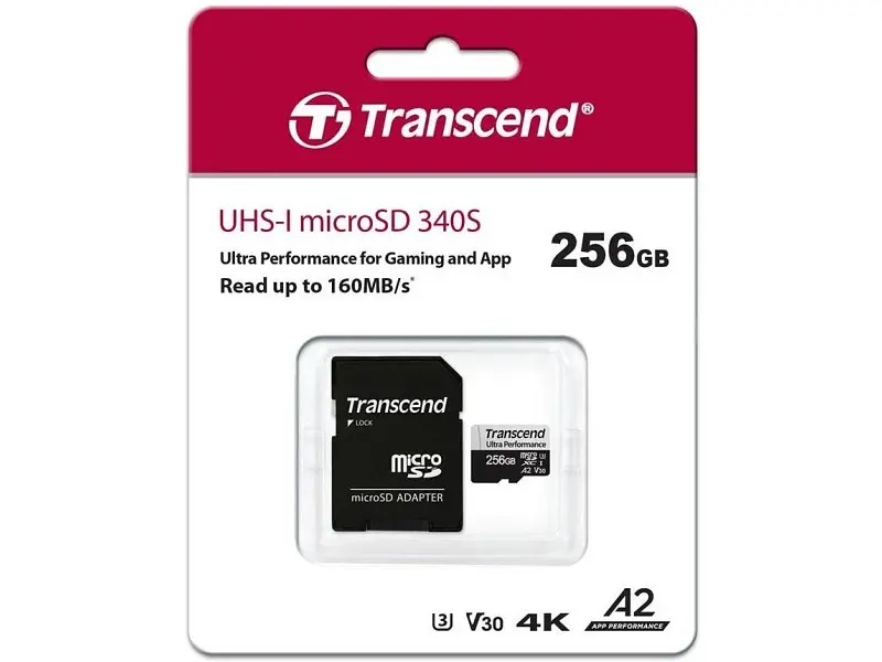 Карта пам'яті Transcend 340S microSDXC UHS-I U3 V30 A2 + SD Adapter 256 GB (TS256GUSD340S) - фото 2