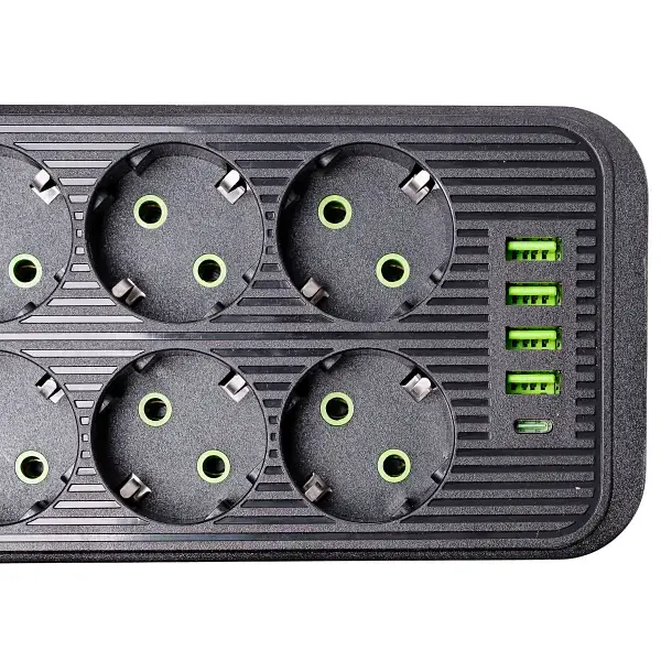 Мережевий фільтр-подовжувач SMART 6 розеток 5 USB 3 метри, чорний
 - фото 5