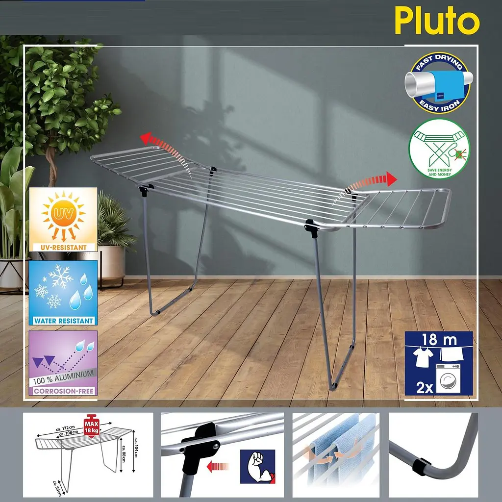 Сушка для белья напольная Casa Si Pluto 18m Silver (CS92748Q05) - фото 3