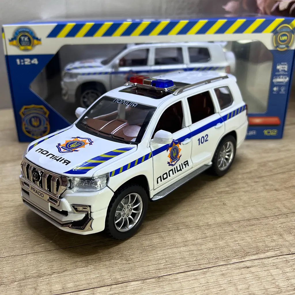 Колекційна металева модель автомобіля АвтоЕксперт Toyota Land Cruiser Prado Поліція з інерцією, світлом та звуком 1:24 - фото 5
