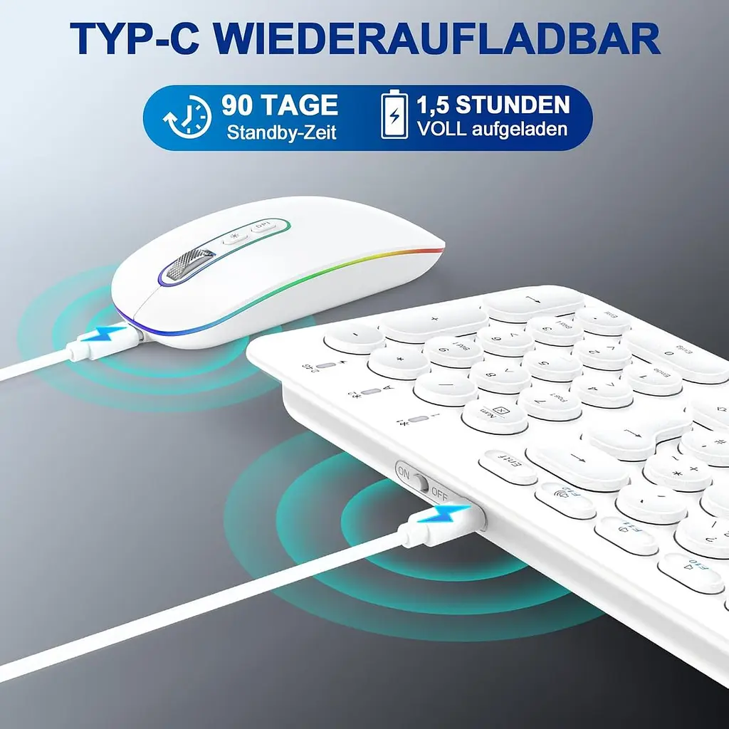 Комплект PINKCAT: бездротова клавіатура та миша Bluetooth/2.4G, акумуляторні - фото 6