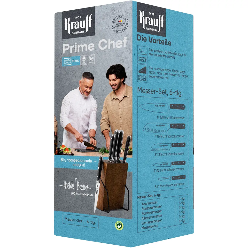 Набір із 5-ти ножів на підставці Prime Chef Krauff та точилка для ножів (29-305-293) - фото 8