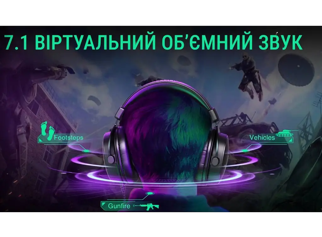Ігрові навушники з мікрофоном Fifine H-9B USB 7.1 Black - фото 8