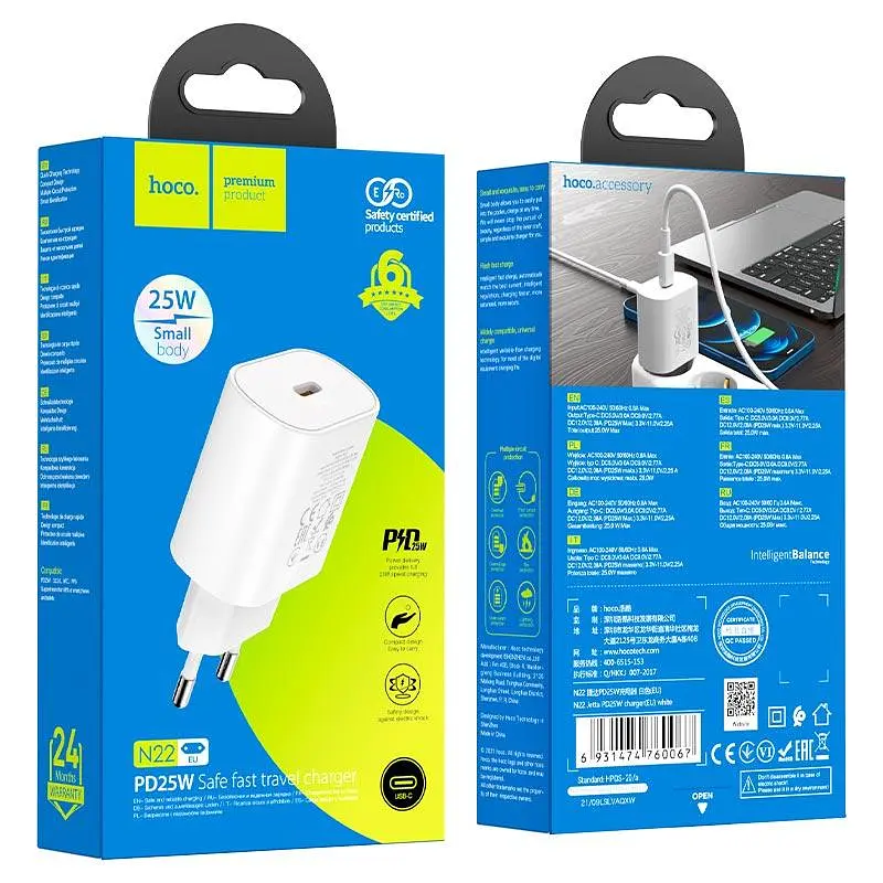 Сетевое зарядное устройство для Hoco N22 Jetta PD25W charger ( EU ) Белый - фото 3