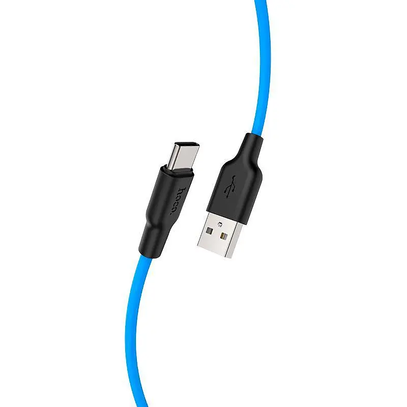 USB Cable Hoco X21 Silicone Type-C Black/Blue 1m - фото 2