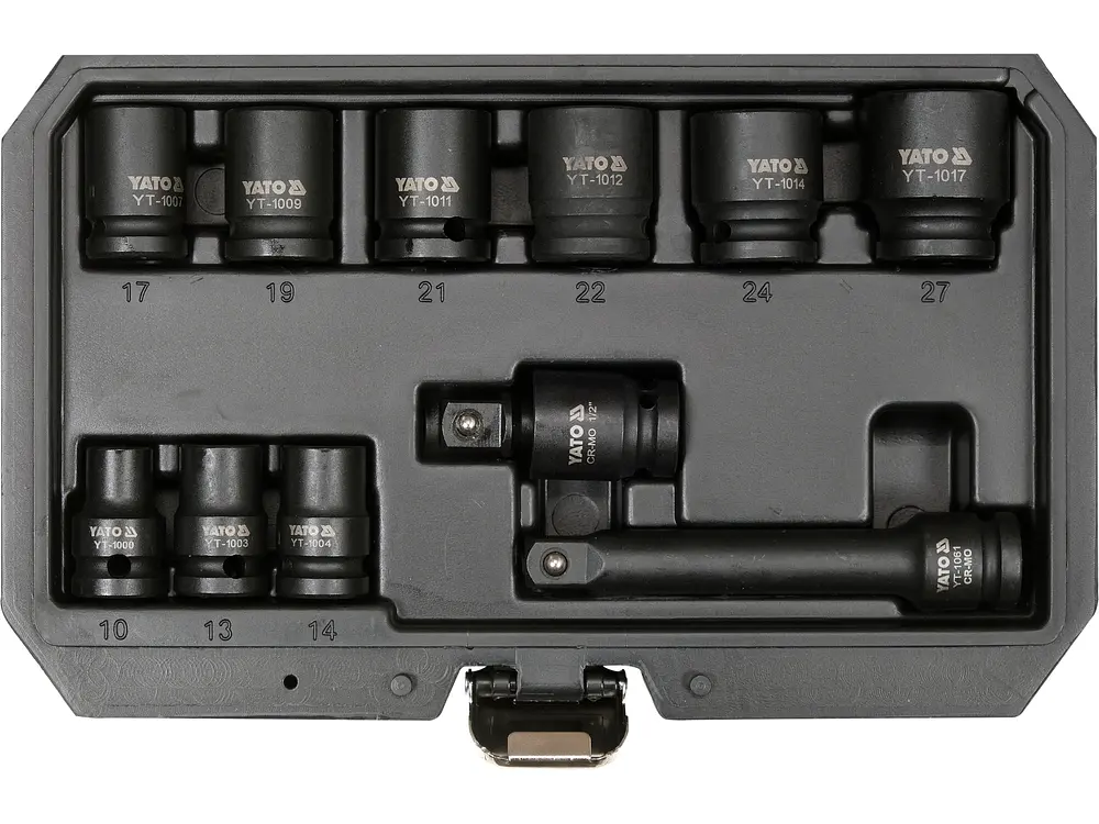 Набор головок торцевых Yato ударных 1/2" M10-M27 мм (YT-10255) - фото 2