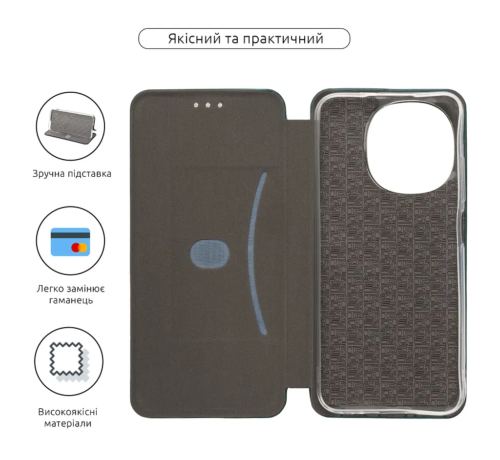 Чехол-книжка для TECNO Spark Go 1 (KL4), G-Case, зеленый, кожаный чехол-книга из экокожи (PU) и TPU, с магнитом, с подставкой и вместительным кардхолдером, противоударный, защита всего корпуса, ArmorStandart (ARM81225) - фото 3