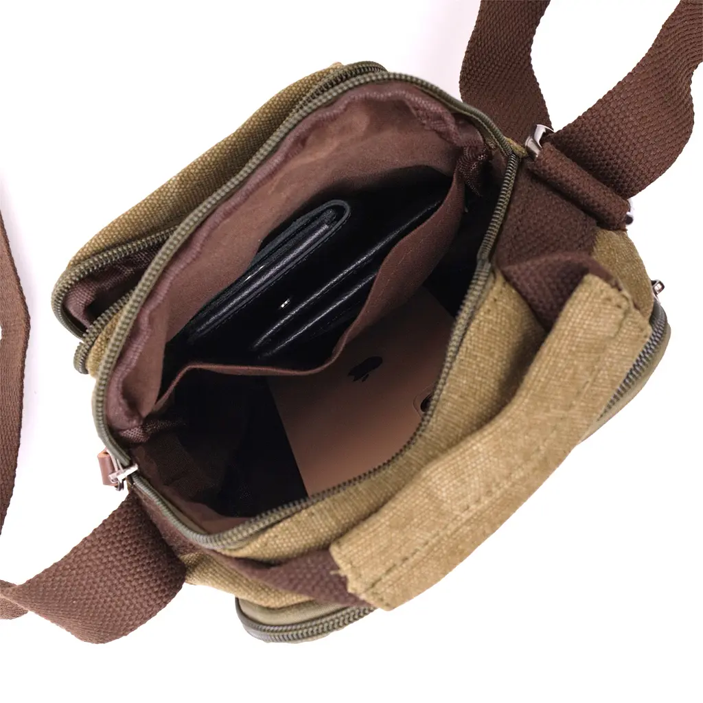 Интересная небольшая мужская сумка из плотного текстиля Vintage 14,5х19х10,5 см sum0028942 - фото 7