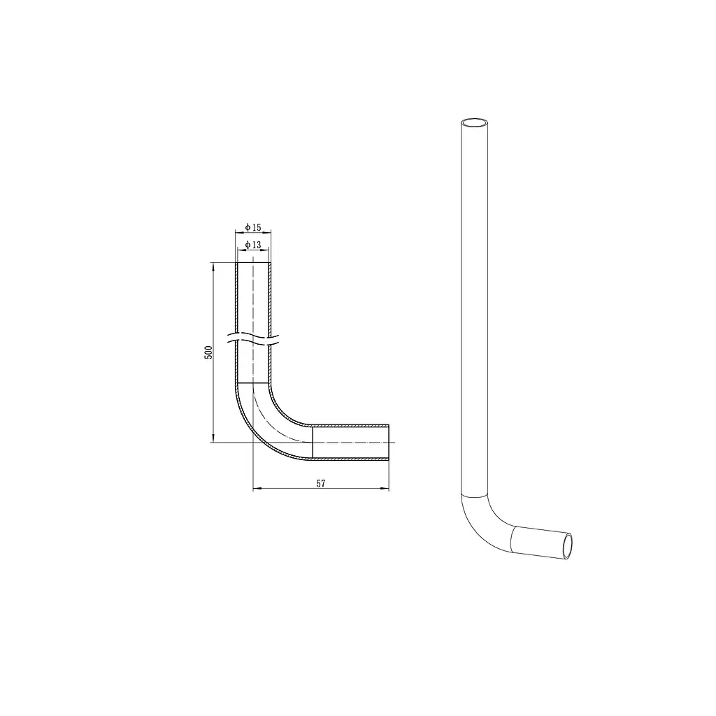 Трубка Г-подібна для приєднання радіатора Koer Ka.D16-500 - 16(2.2mm) x 15-500mm KR4904 - фото 3