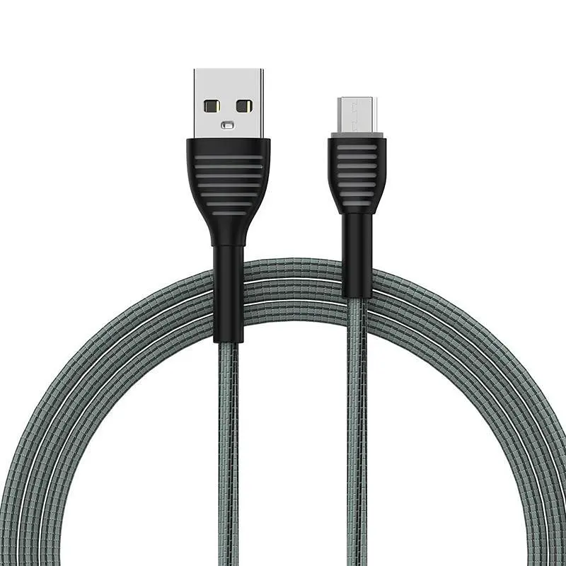 Кабель ColorWay USB - micro USB (M/M), Braided Cloth, 3 А, 1 м, Сірий (CW-CBUM041-GR) - фото 2