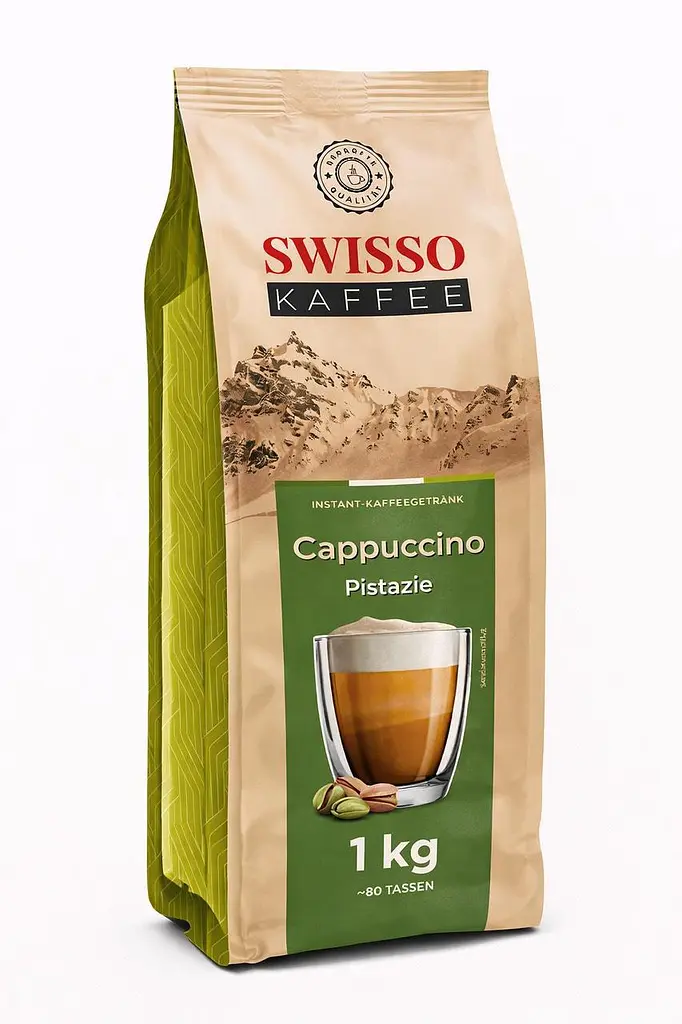 Капучино Swisso Kaffee Cappuccino Pistazie розчинне з фісташковим смаком 1 кг