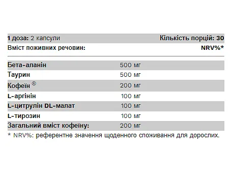 Передтренувальний комплекс Pure Gold Protein Max NRG 60 капсул - фото 2