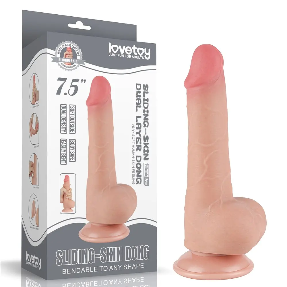 Фаллоимитатор Sliding-Skin Dual Layer Dong 7.5'' 19.5 см телесный - фото 15