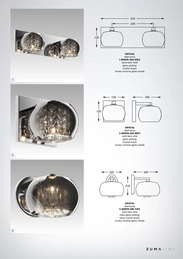 Бра Zuma Line W0076-01A-B5FZ CRYSTAL - фото 3