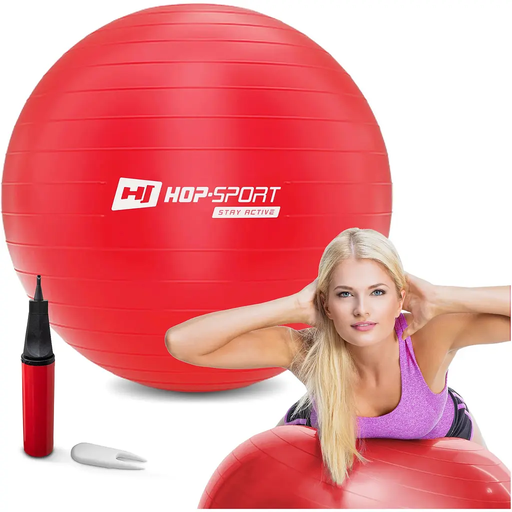 Фітбол Hop-Sport 75см червоний + насос 2020 - фото 3