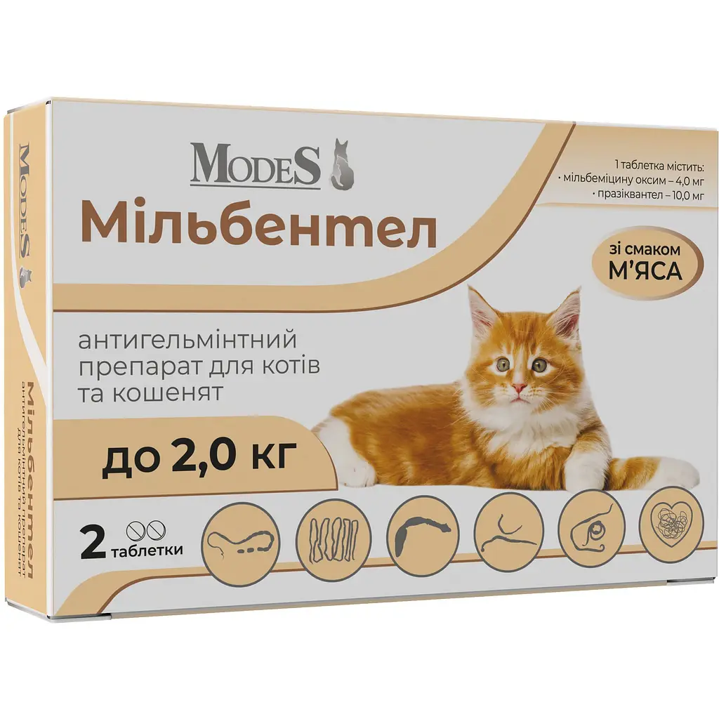 Пігулки антигельмінтні ModeS мільбентел для кошенят і котів до 2 кг - фото 3