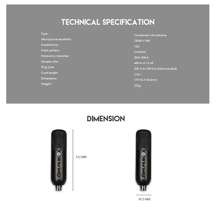 Конденсаторний мікрофон для подкастів, потокової передачі FANTECH LEVIOSA MCX-01, кардіоїдний дизайн з поп-фільтром та ехо-контролем - фото 6