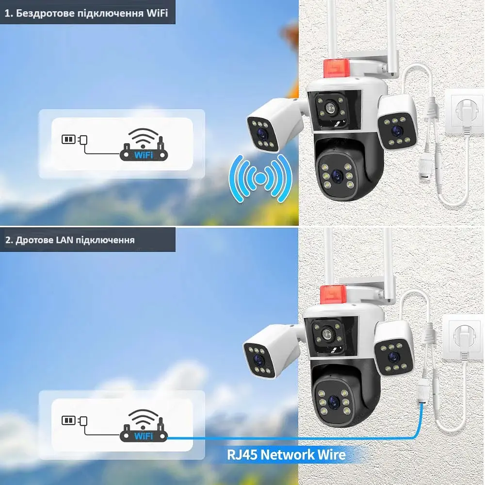 Вулична WiFi IPкамера IPC24-6K  12Мп  біло-чорна 3 незалежних об'єктиви поворотні - фото 5