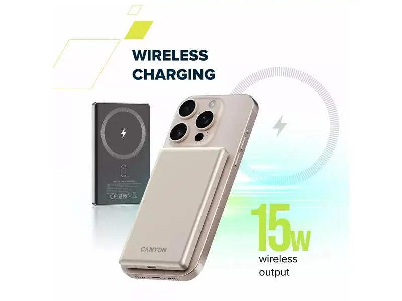 Зовнішній акумулятор (Power Bank) Canyon OnCharge 505 slim 5000mAh 20W Beige (CNS-CPB505BE) - фото 7