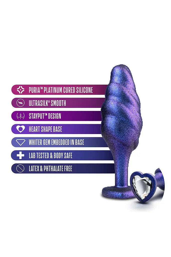 Анальна пробка Matrix Bumped Bling Plug 11.4 см (фіолетовий) - фото 3