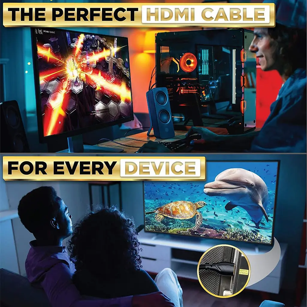 HDMI кабель PowerBear 4K 60Hz 1 м нейлоновый с позолоченными коннекторами - фото 7