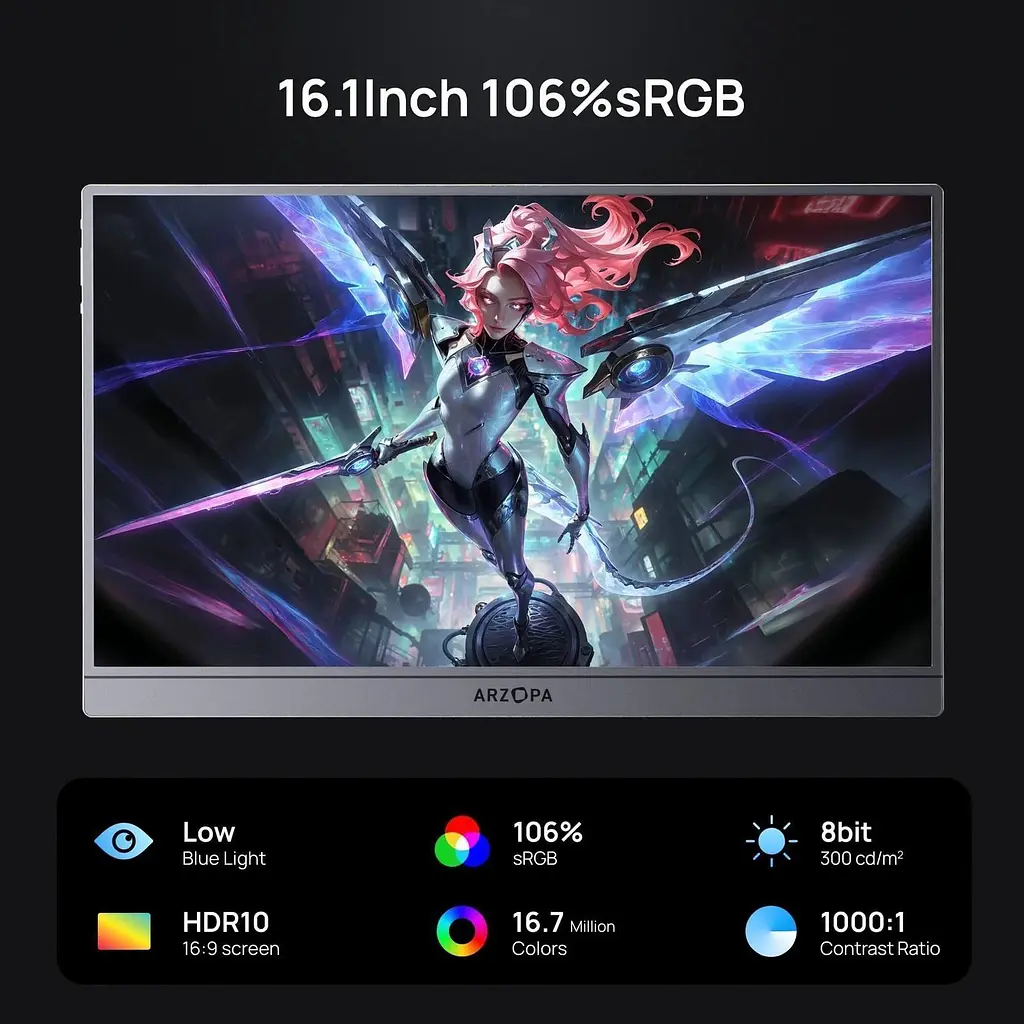 Портативний монітор Arzopa 16.1" Z1FC + Case Grey EU [157146] - фото 3