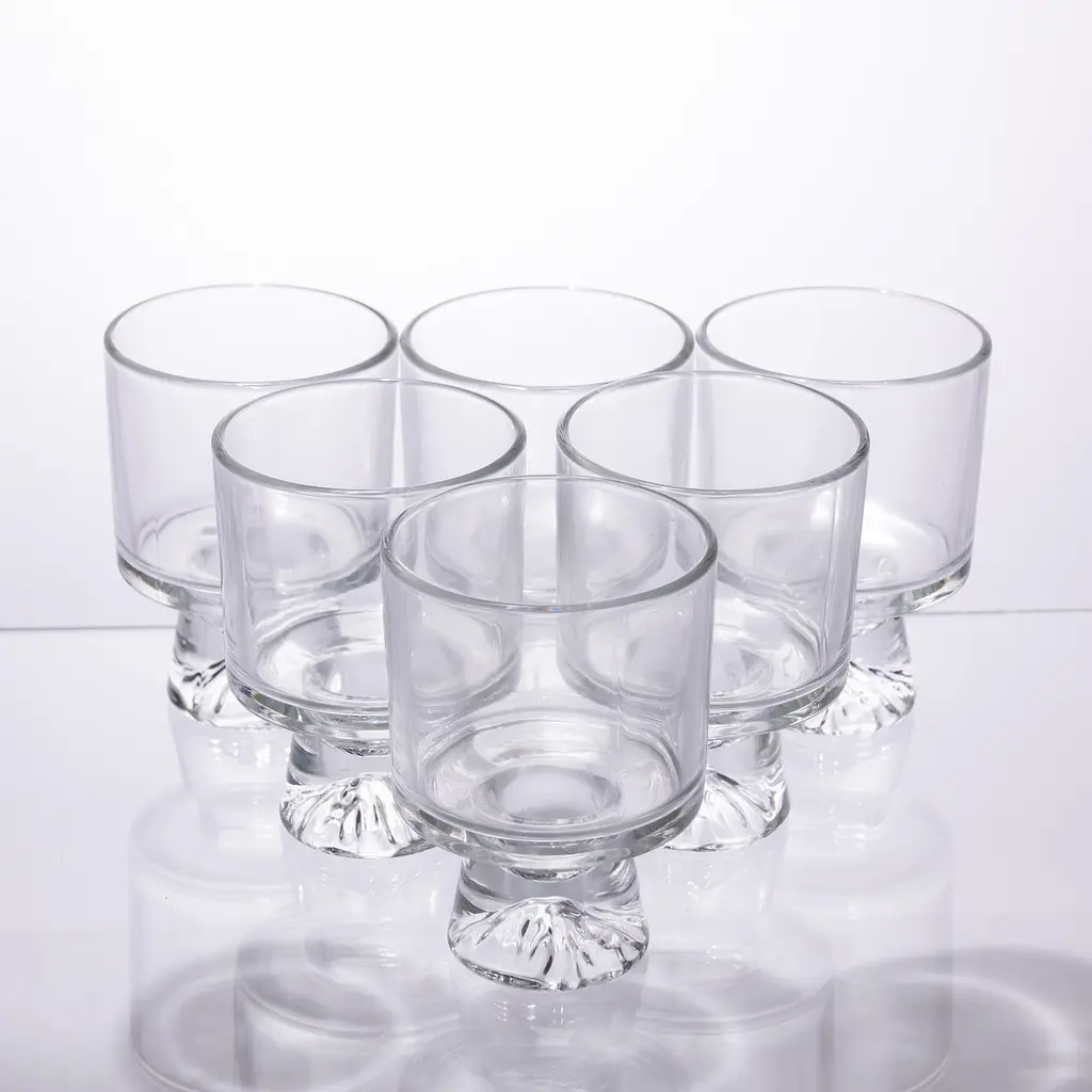 Набор креманок из толстого стекла на ножке 6 штук по 200 мл Прозрачный Yiwu 64486-69 - фото 3