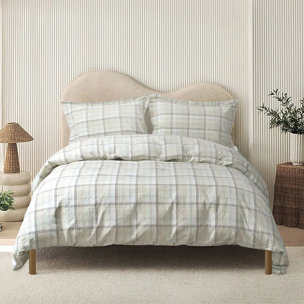 Постельное белье Lotus Home - Checked Madras мятный семейный - фото 3