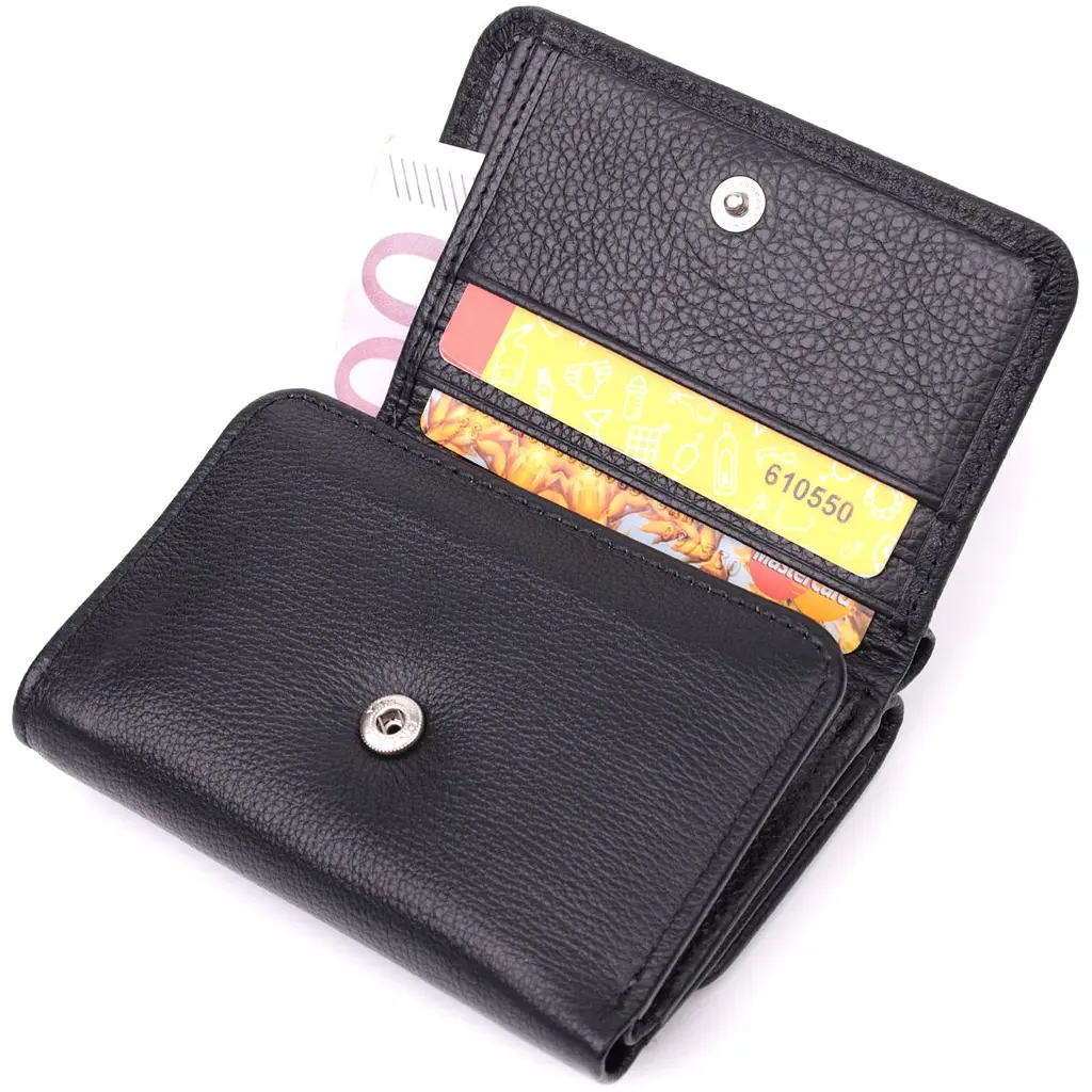 Шкіряний лаконічний гаманець для жінок ST Leather 22506 чорний - фото 9