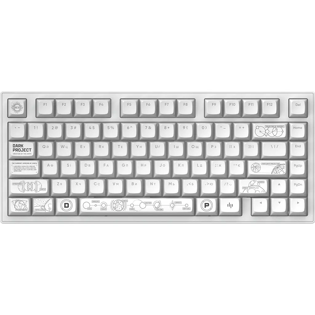 Клавиатура Dark Project ALU81 Terra Nova PBT RGB Mech G3MS Moonstone White (DPKB_NOVA_81_ANSI_WHITE_UA) - фото 3