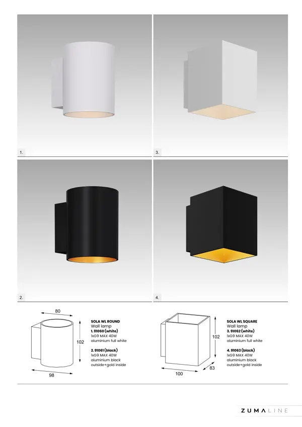 Настінний світильник Zuma Line Sola WL Round Black-Gold 91061 - фото 3