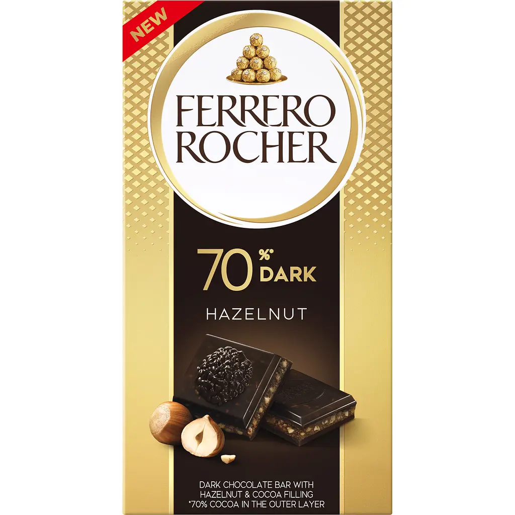 Шоколад Ferrero Rocher чорний (70%) з лісовим горіхом 90 г