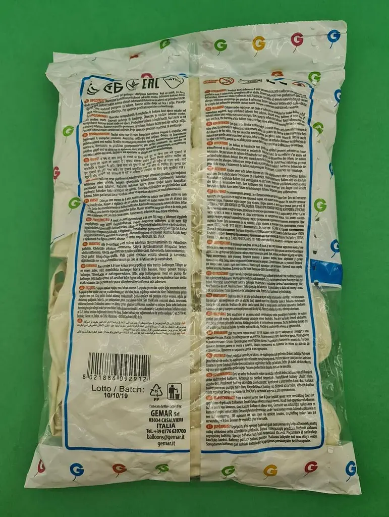Латексна кулька, Gemar, металік, білий, 10 дюйм (25 см), 100 штук, для свят і фотозон - фото 2