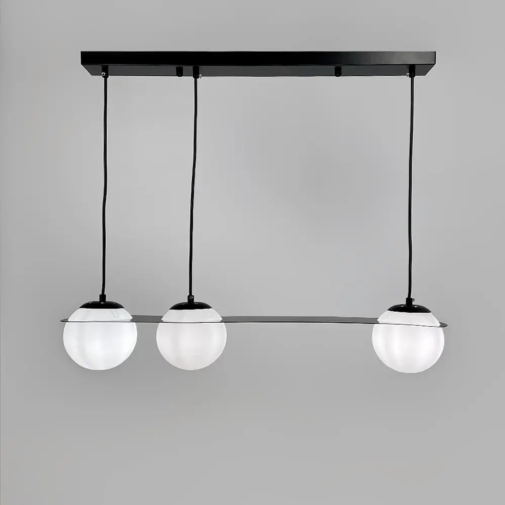 Подвесная люстра в сферических мотивах с тремя плафонами Ст. 921/3 BK+WT | Line F - фото 5