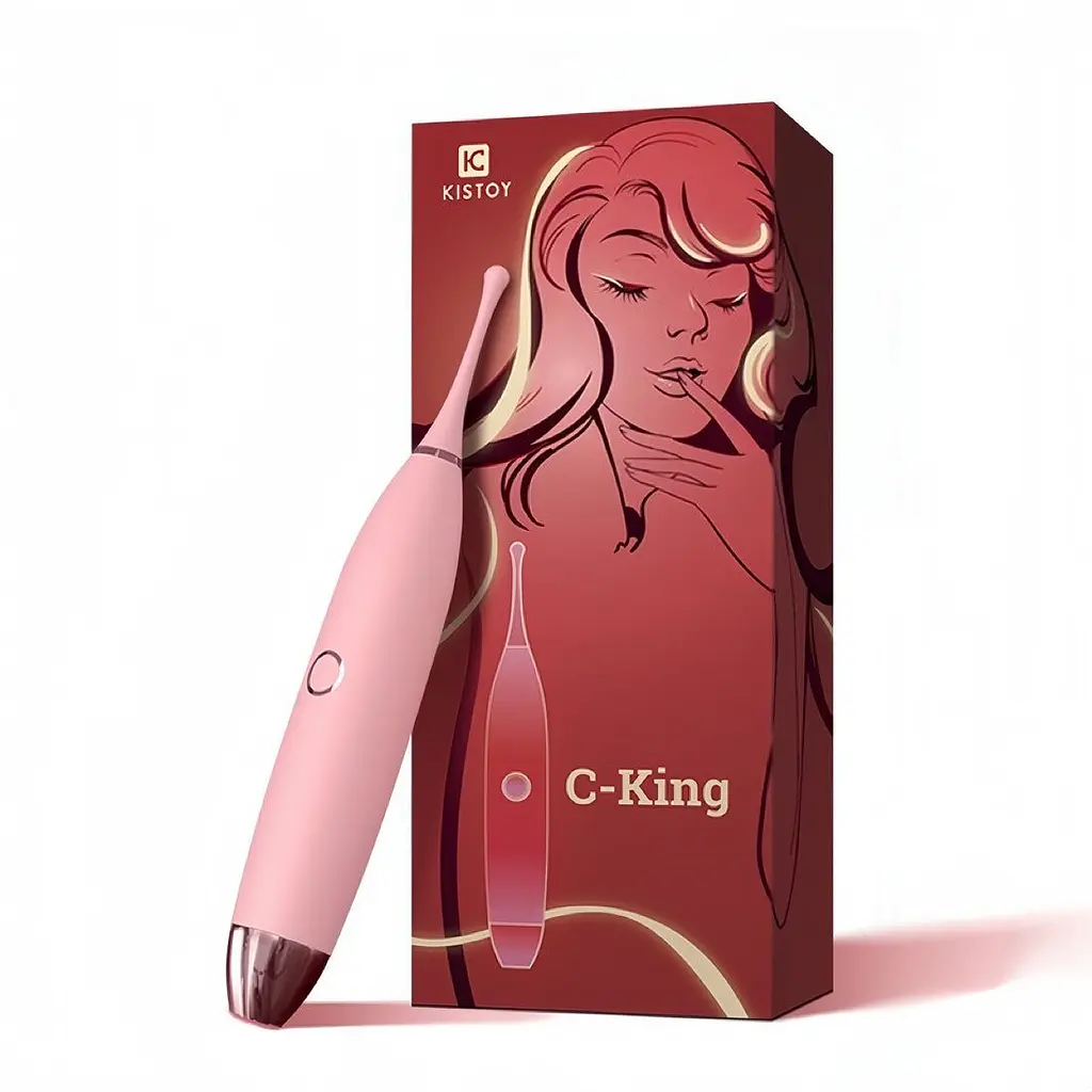 Кліторальний вібратор KISTOY C-King Pink, з двома дод. насадками, потужна прицільна стимуляція - фото 5