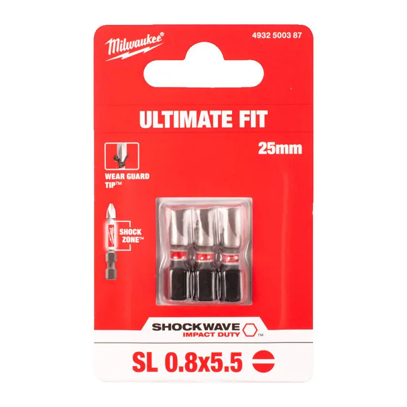 Біта SHOCKWAVE MILWAUKEE, SL0,8x5,5, 25мм, (3шт) - фото 2