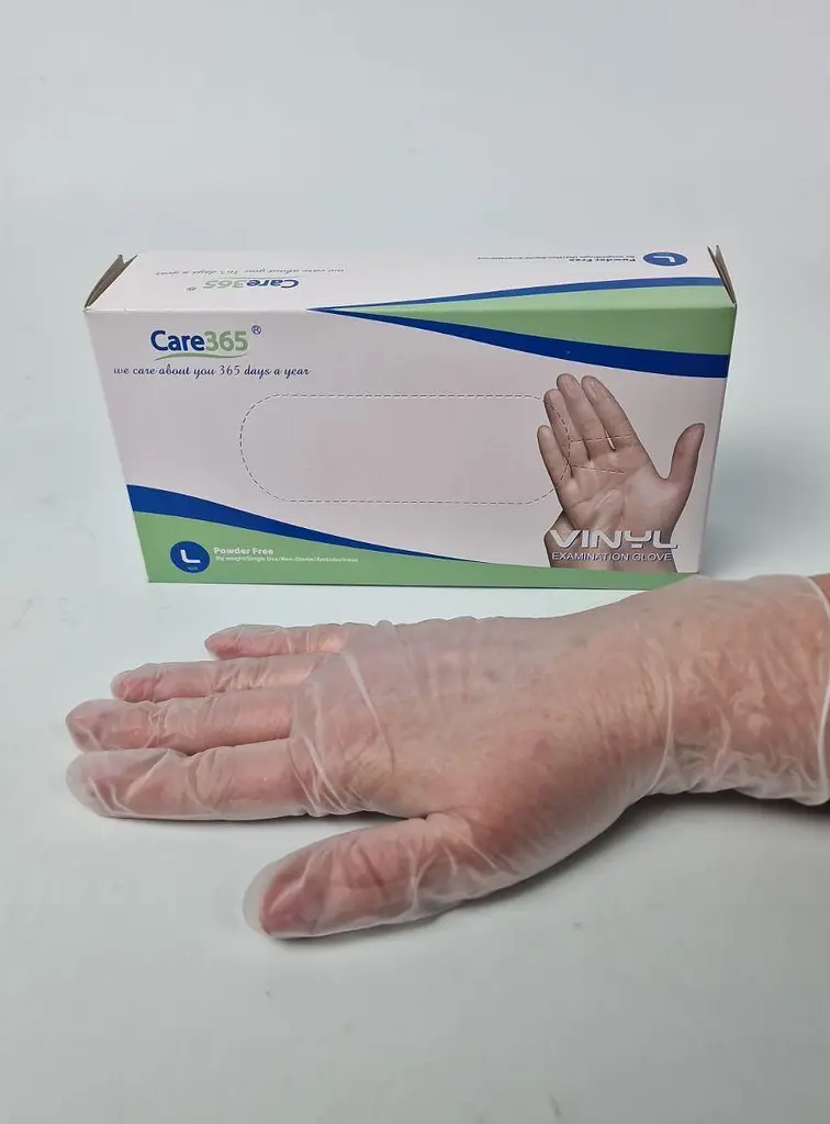 Рукавички одноразові вінілові білі CARE 365, розмір XL, 100 шт, неопудрені, для огляду, клінінгу та сервісу - фото 3
