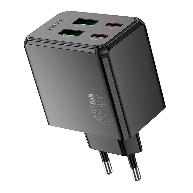 Зарядний пристрій блок на 4 виходи (порта USB) Hoco CS19A 2*USB-C + 2*USB 65W чорний - фото 2