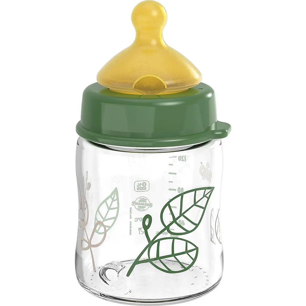 Стеклянная бутылочка Nip Зелена серия Вишенка, с широкой горловиной, латекс, зеленая, 120 мл (35115) - фото 2