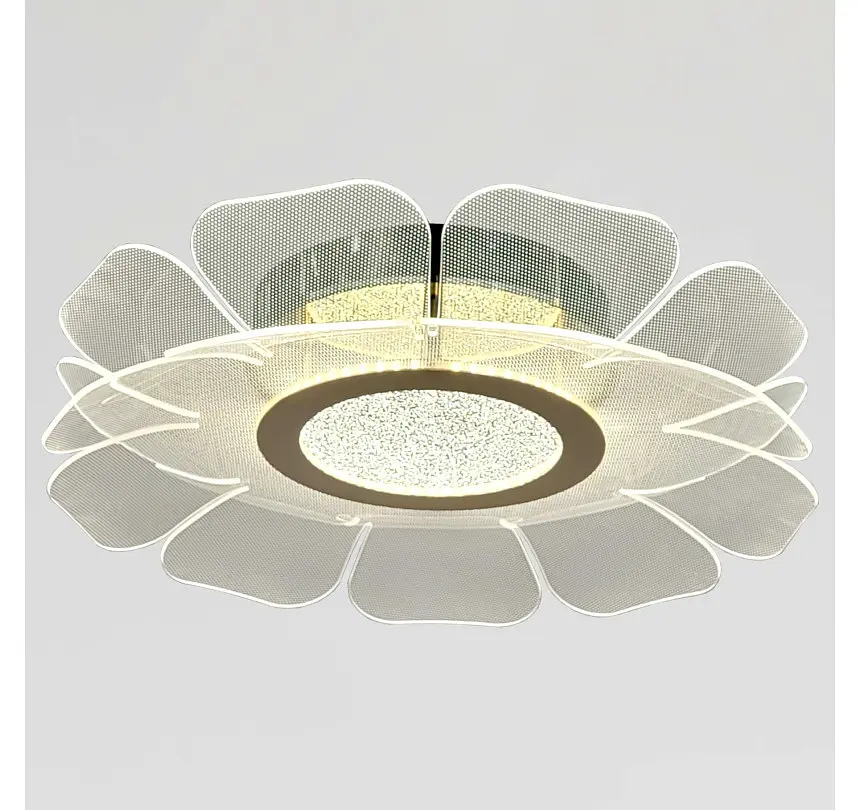 Декоративна стельова LED-люстра Artlight 1032-450 GD+BK у формі квітки з прозорими акриловими пелюстками - фото 3