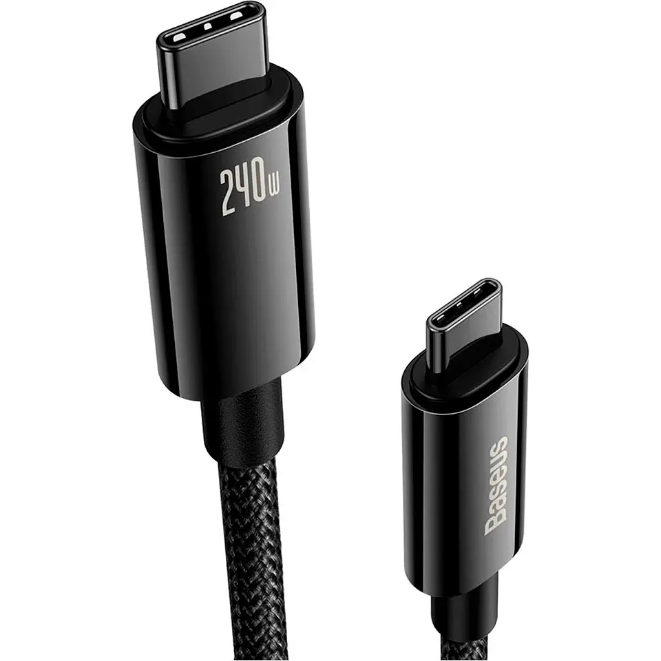 Кабель Baseus Tungsten Gold Fast Charging Data USB-C to USB-C 240W 2m Black (CAWJ040101) [90239] - фото 2