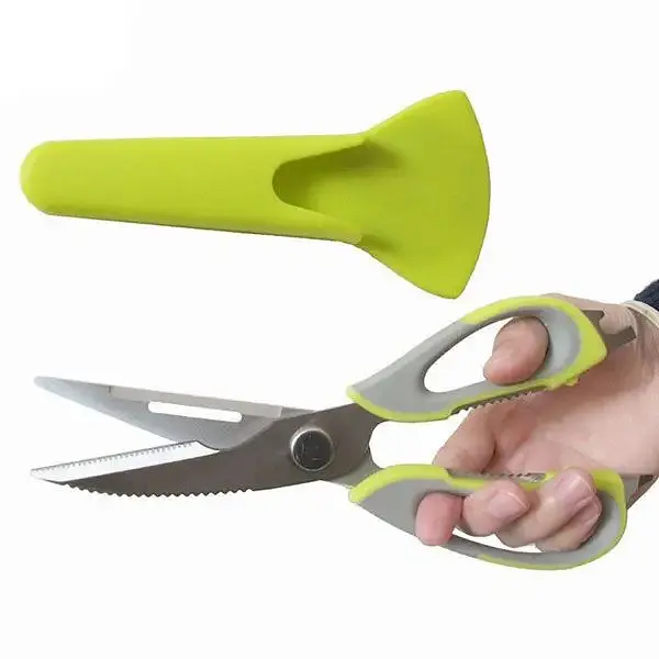 Багатофункціональні кухонні ножиці 10в1 Mighty Shears з чохлом і магнітом Сірий / Зелений - фото 3