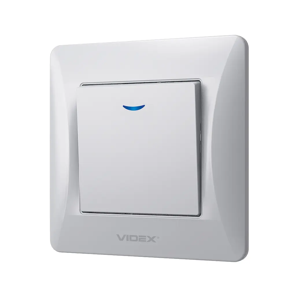 Вимикач одноклавішний з підсвіткою срібний шовк VIDEX BINERA VIDEX (24913-000) - фото 3