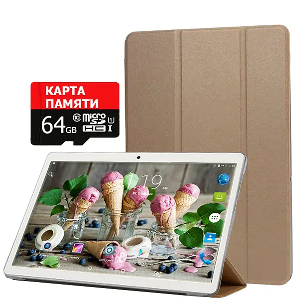 Планшет Hoozo MT232 Gold + Чохол-книжка + Карта пам'яті 64GB - фото 2