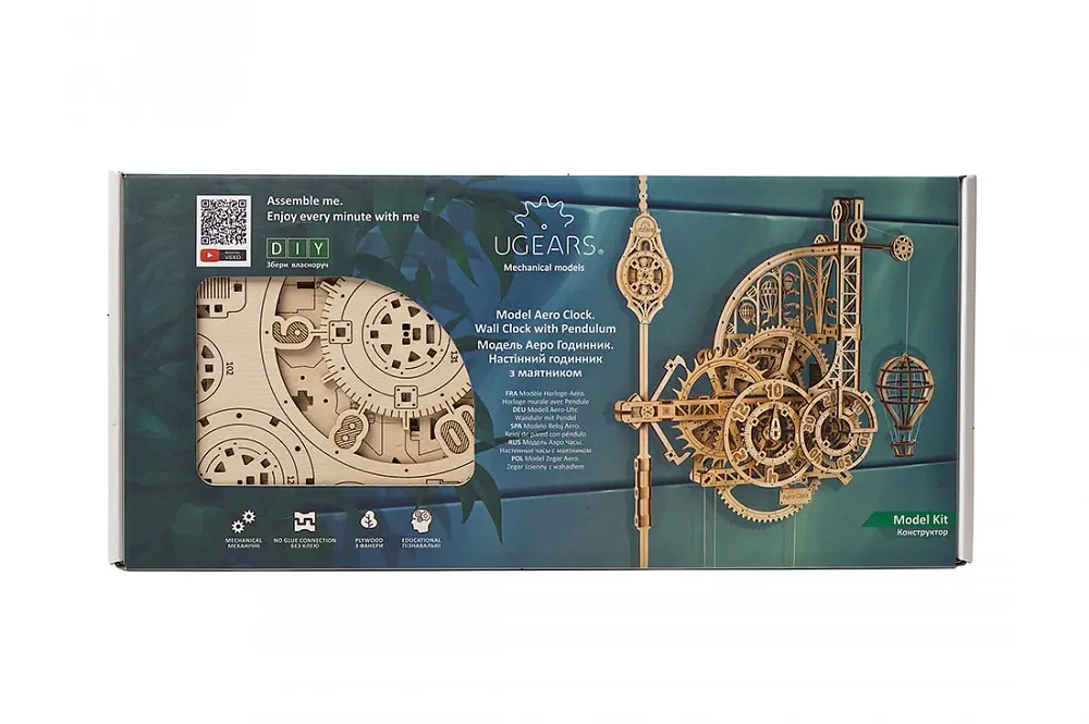 Механічний 3D Пазл Ukrainian Gears Аеро Годинник, настінний, з маятником, 320 елементів (70154) - фото 6