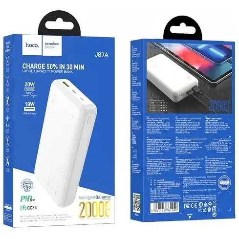 Поративная батарея Hoco Tacker power bank J87A 20000mAh черная 6931474761033 - фото 2
