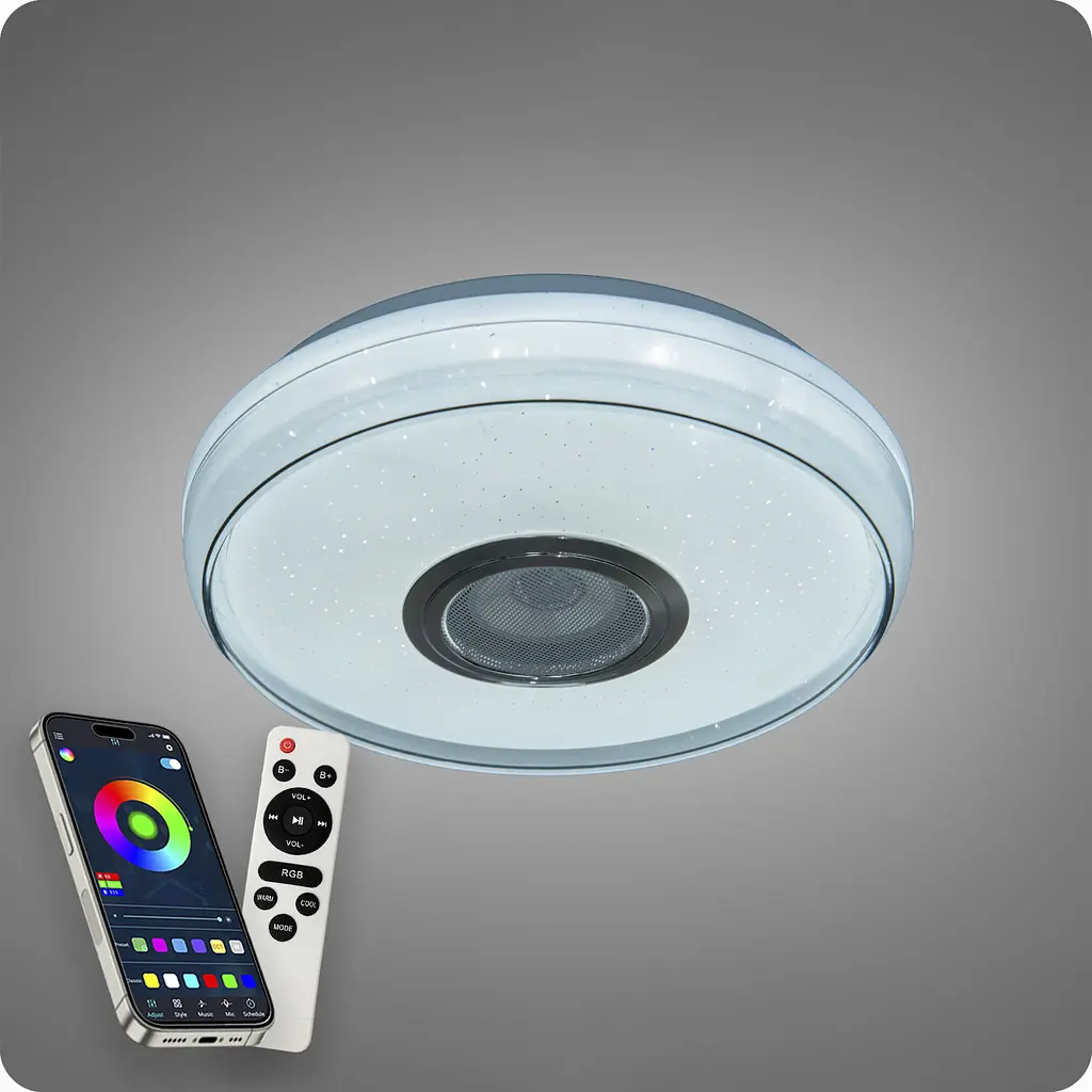 Люстра світлодіодна 517 Dlight RGB з пультом і колонкою 45Вт Білий (02172) - фото 5